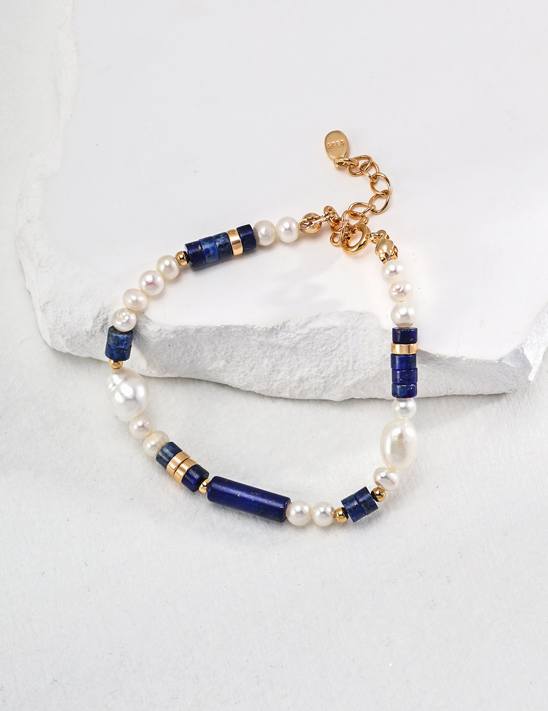 Sterling silver lapis lazuli pearl bracelet SL0136-2