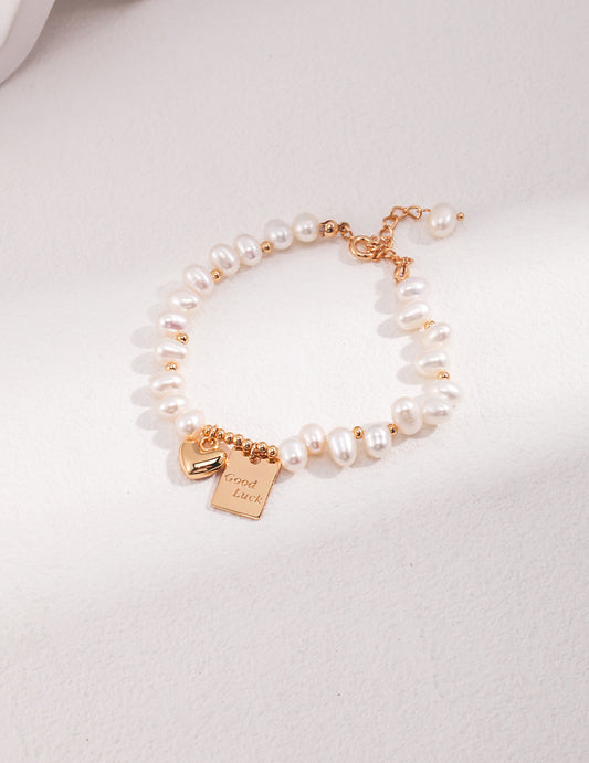 Sterling silver lucky pearl bracelet