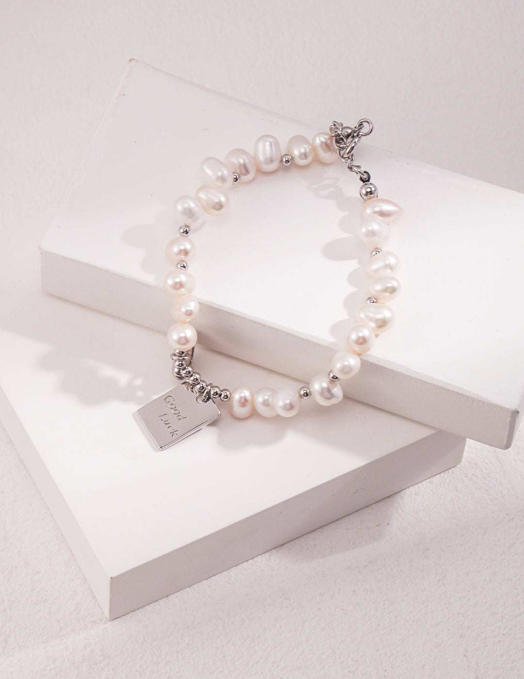 Sterling silver lucky pearl bracelet