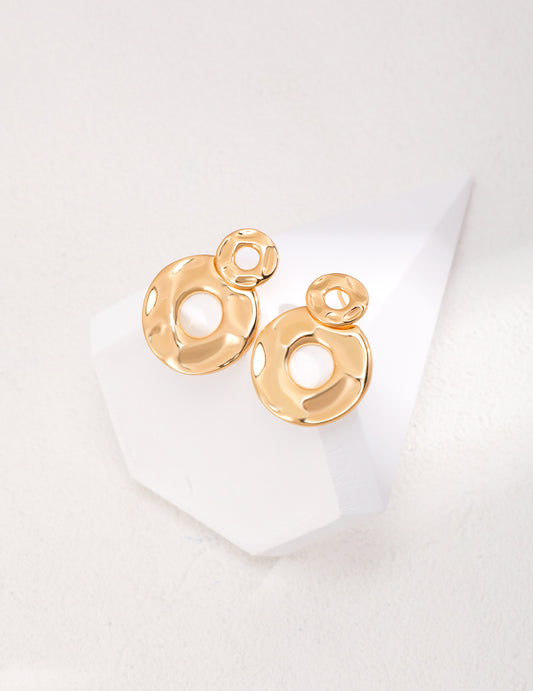 Sterling silver simple double round earrings