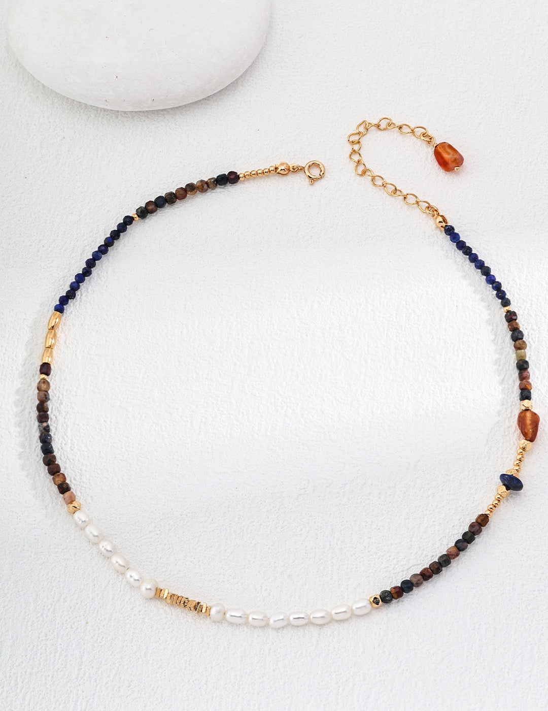 Tiger Eye Stone Resin Stone Necklace Natural Pearl Series