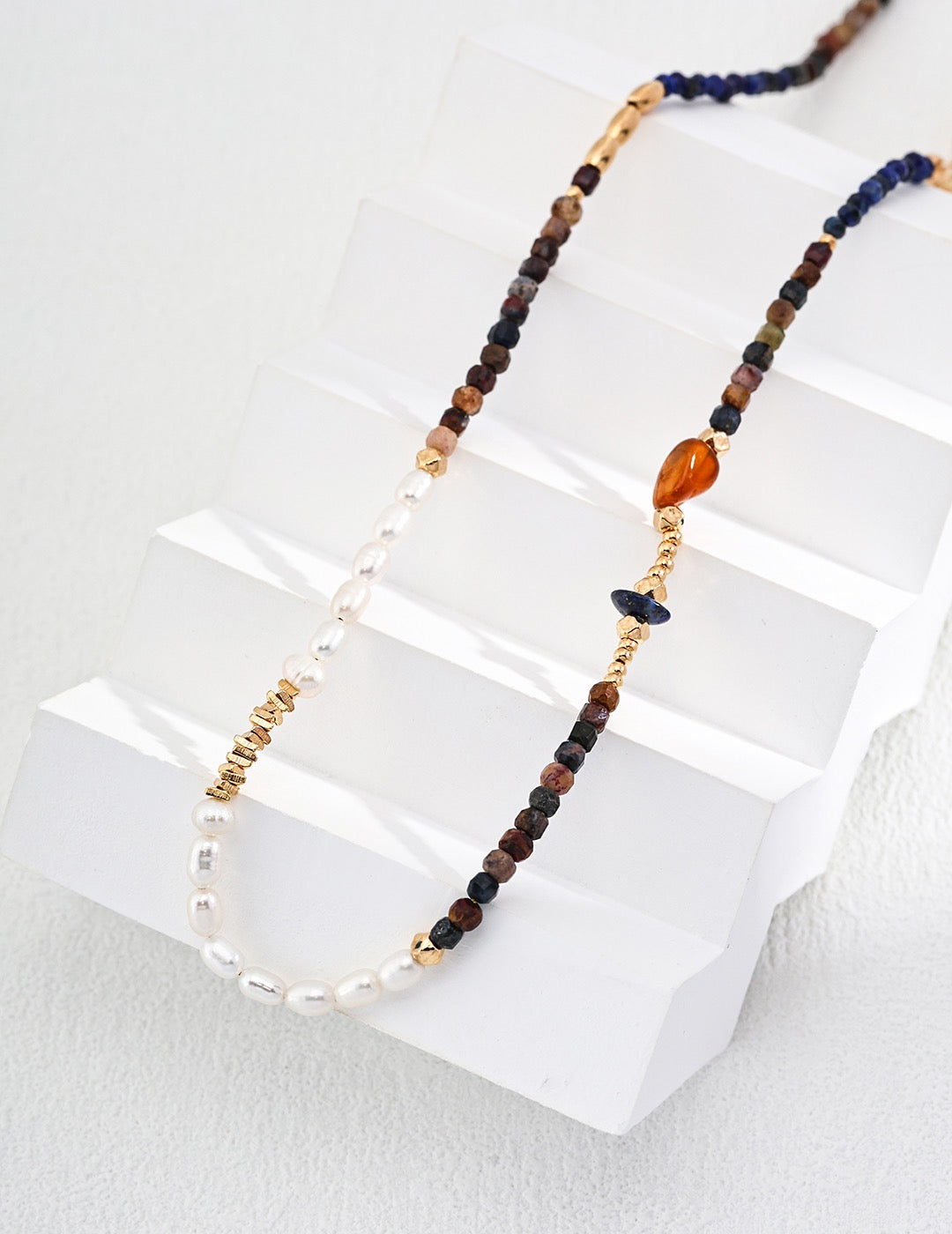 Tiger Eye Stone Resin Stone Necklace Natural Pearl Series