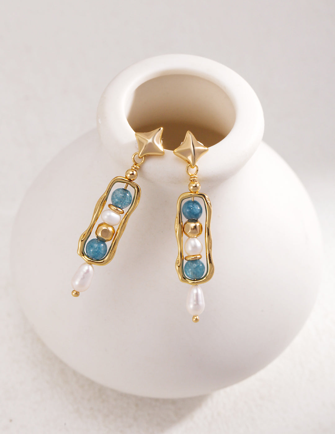 Natural Amazonite Pearl Design Earrings