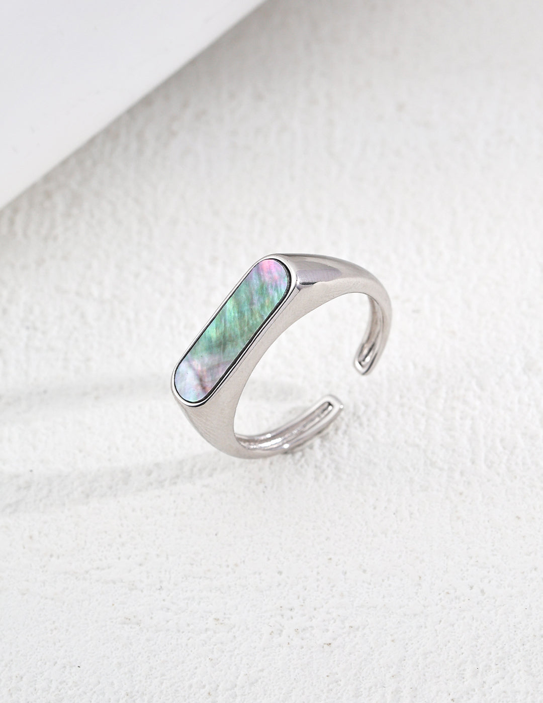 S925 silver simple colorful shell ring