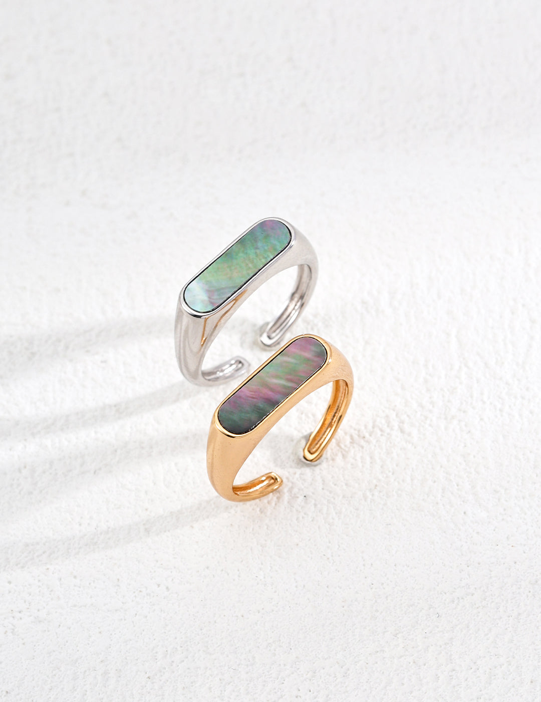 S925 silver simple colorful shell ring