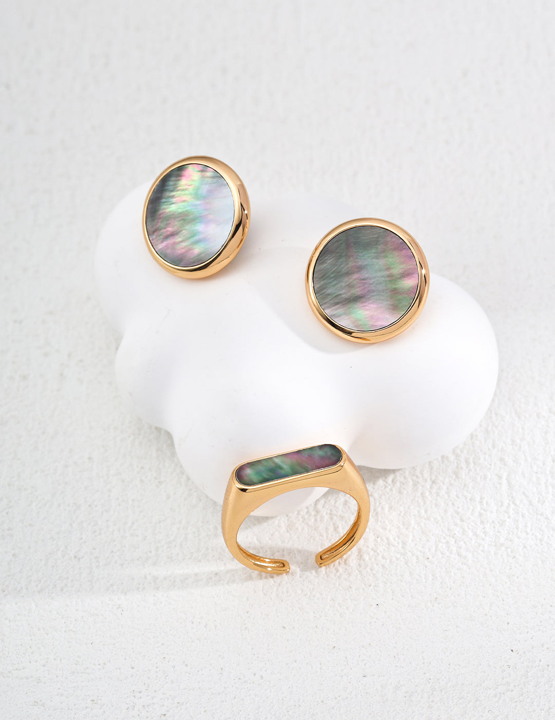 S925 silver simple colorful shell ring