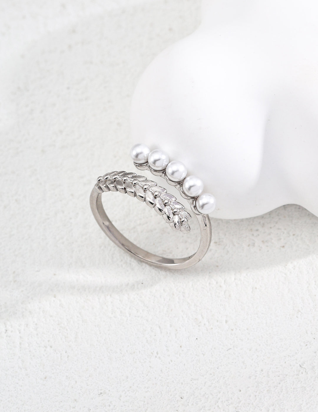 S925 silver design imitation pearl ring J0278